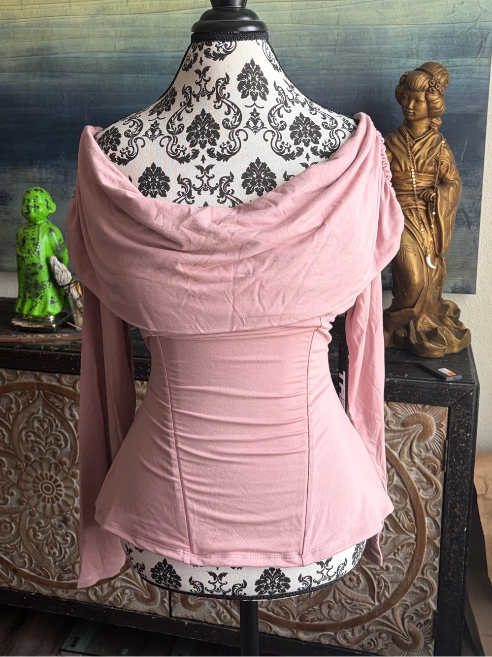 TA3 Dusty Pink Off-Shoulder Long Sleeve Top